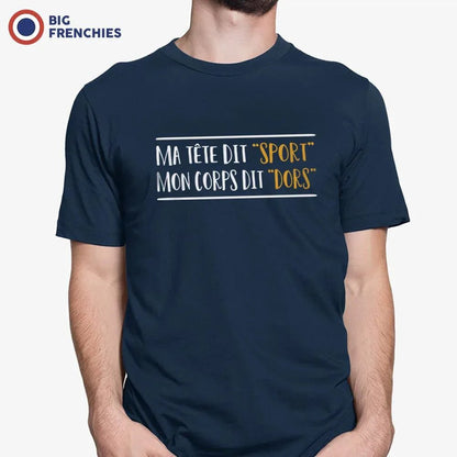 M'a Tête Me Dit Sport Et Mon Corps Me Dit Dors Men's Organic Cotton Tee - Create Marketplace