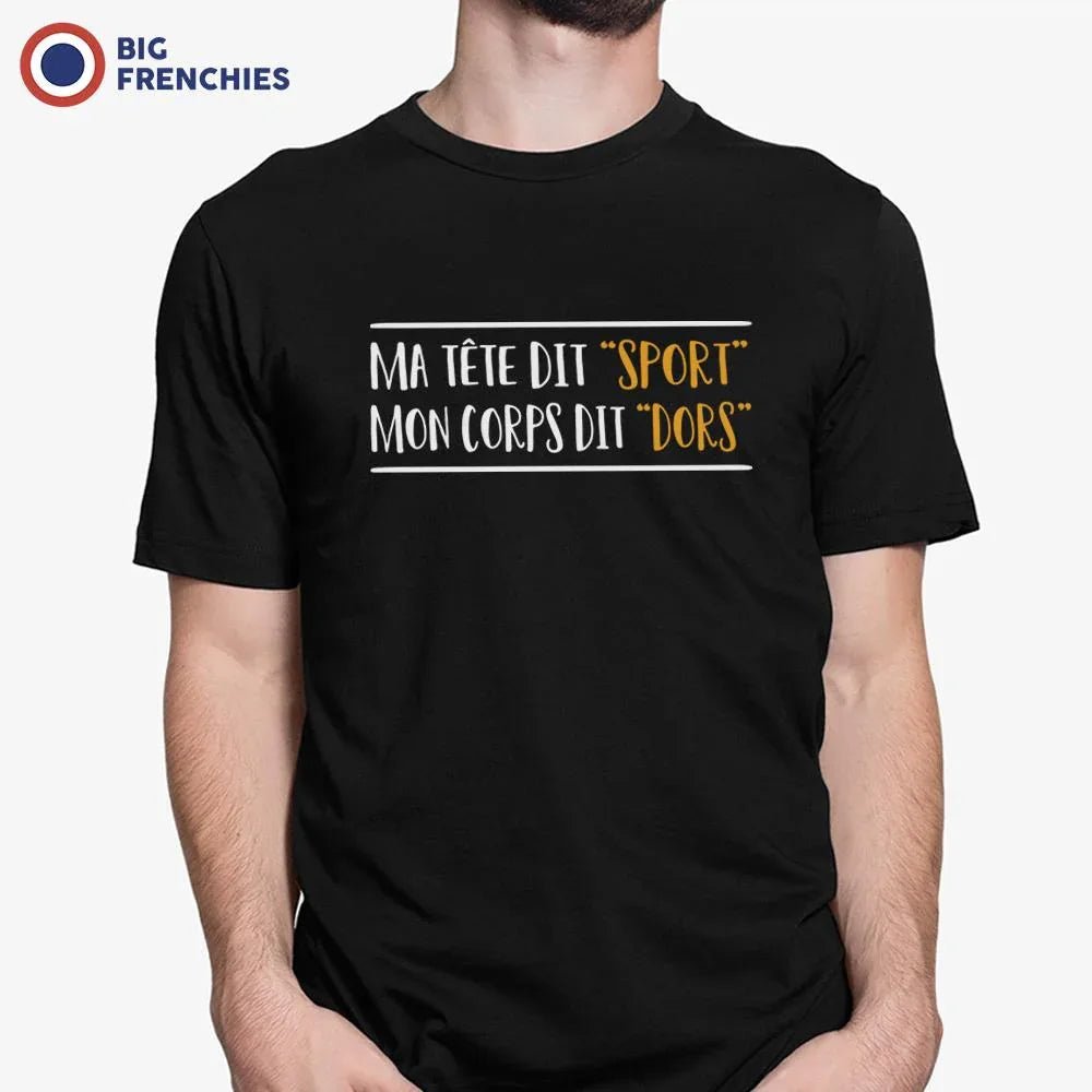 M'a Tête Me Dit Sport Et Mon Corps Me Dit Dors Men's Organic Cotton Tee - Create Marketplace