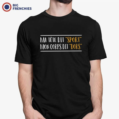 M'a Tête Me Dit Sport Et Mon Corps Me Dit Dors Men's Organic Cotton Tee - Create Marketplace