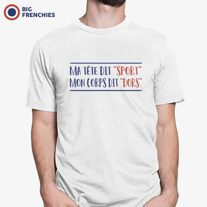 M'a Tête Me Dit Sport Et Mon Corps Me Dit Dors Men's Organic Cotton Tee - Create Marketplace