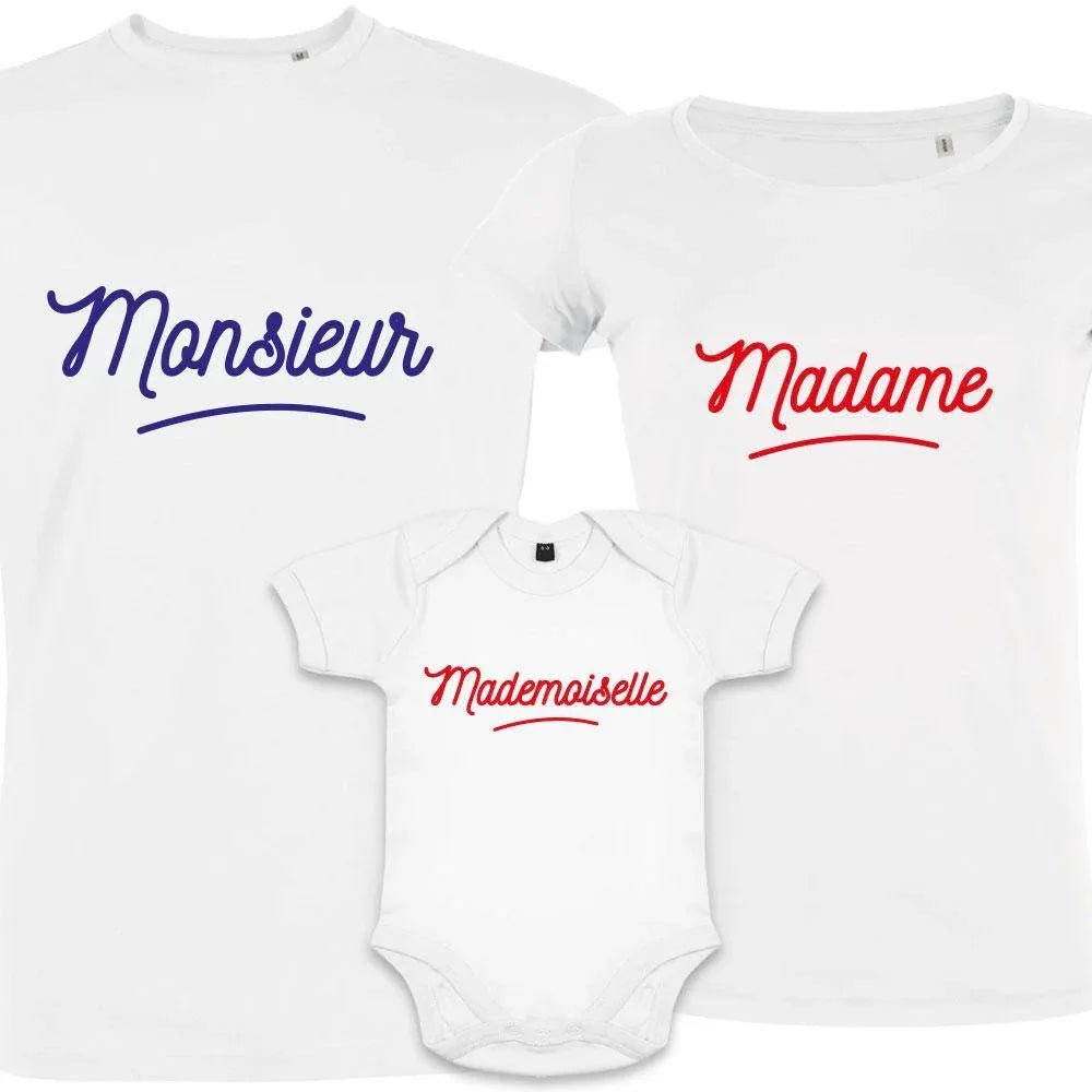 Madame Monsieur Petit Mademoiselle Matching Family Organic Tees (Set of 3) - Create Marketplace