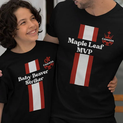 Maple Leaf MVP, Baby Beaver Striker Dad and Child Organic Cotton T-Shirts Family Set (Set of 2) - Create Marketplace