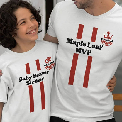 Maple Leaf MVP, Baby Beaver Striker Dad and Child Organic Cotton T-Shirts Family Set (Set of 2) - Create Marketplace