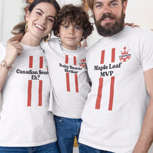 Maple Leaf MVP, Canadian Soccer, Eh? Baby Beaver Striker Dad Mom and Kid Matching Organic Cotton T-Shirts Family Set (Set of 3) - Create Marketplace