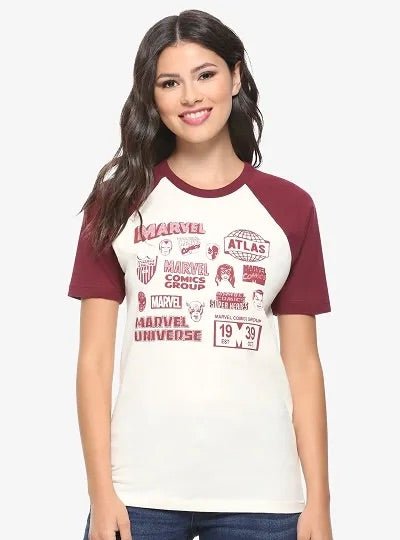 Marvel Icons Women's Short Sleeve Raglan T-Shirt - BoxLunch Exclusive - Create Marketplace