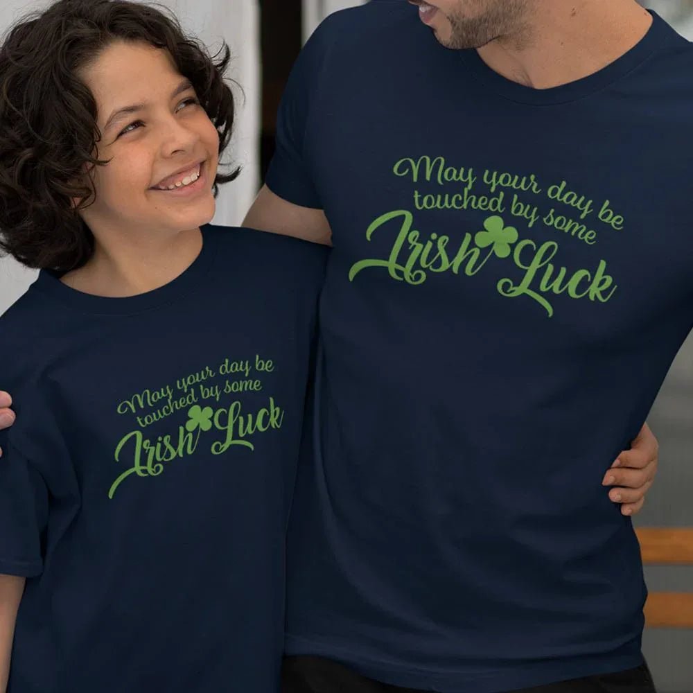 May Your Day Be Touched by Some Irish Luck Dad and Child Organic Cotton T-Shirts family Set (Set of 2) - Create Marketplace