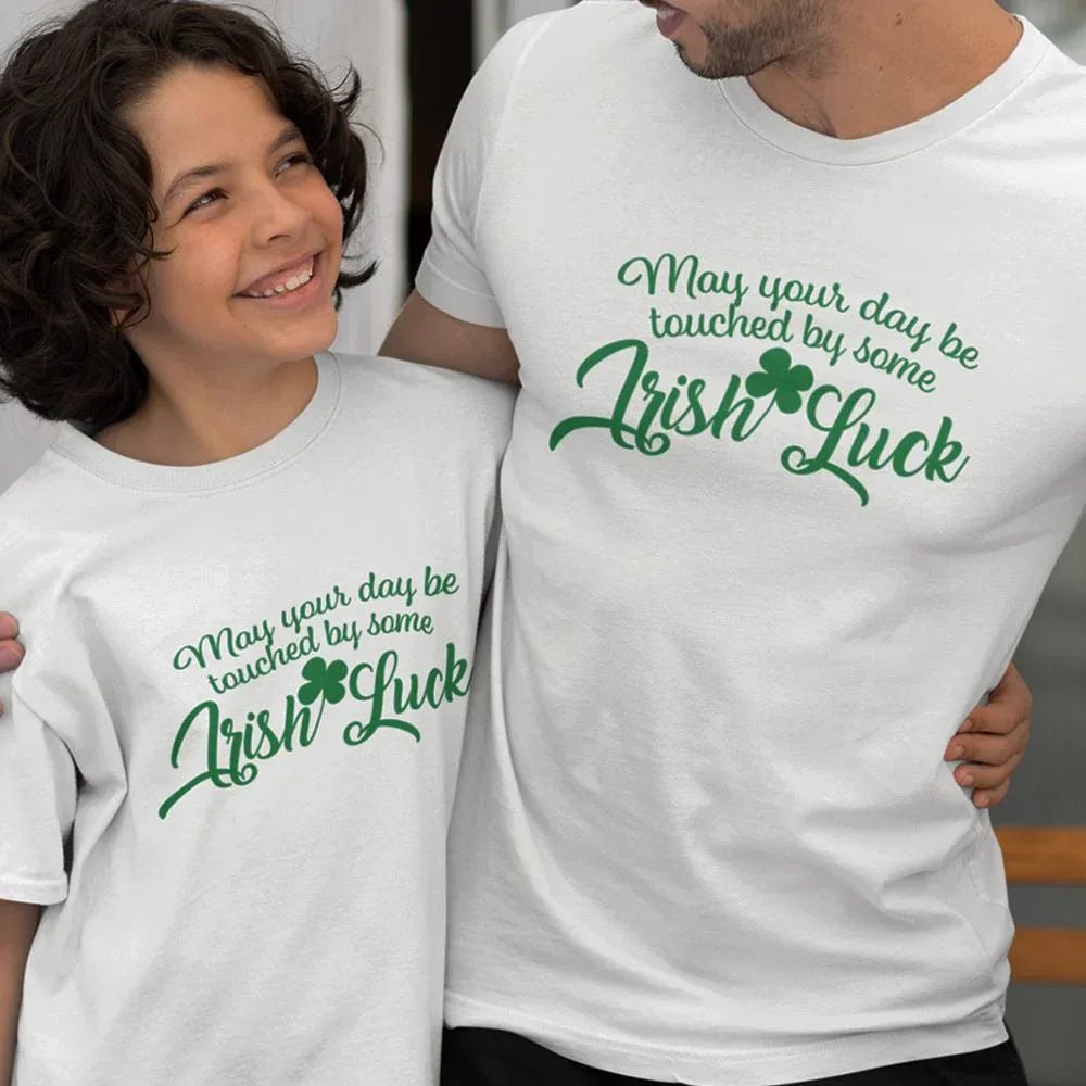 May Your Day Be Touched by Some Irish Luck Dad and Child Organic Cotton T-Shirts family Set (Set of 2) - Create Marketplace
