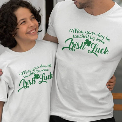 May Your Day Be Touched by Some Irish Luck Dad and Child Organic Cotton T-Shirts family Set (Set of 2) - Create Marketplace