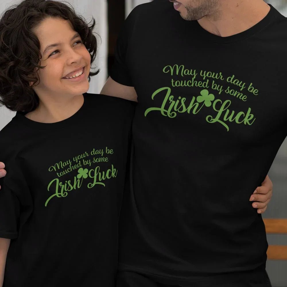 May Your Day Be Touched by Some Irish Luck Dad and Child Organic Cotton T-Shirts family Set (Set of 2) - Create Marketplace