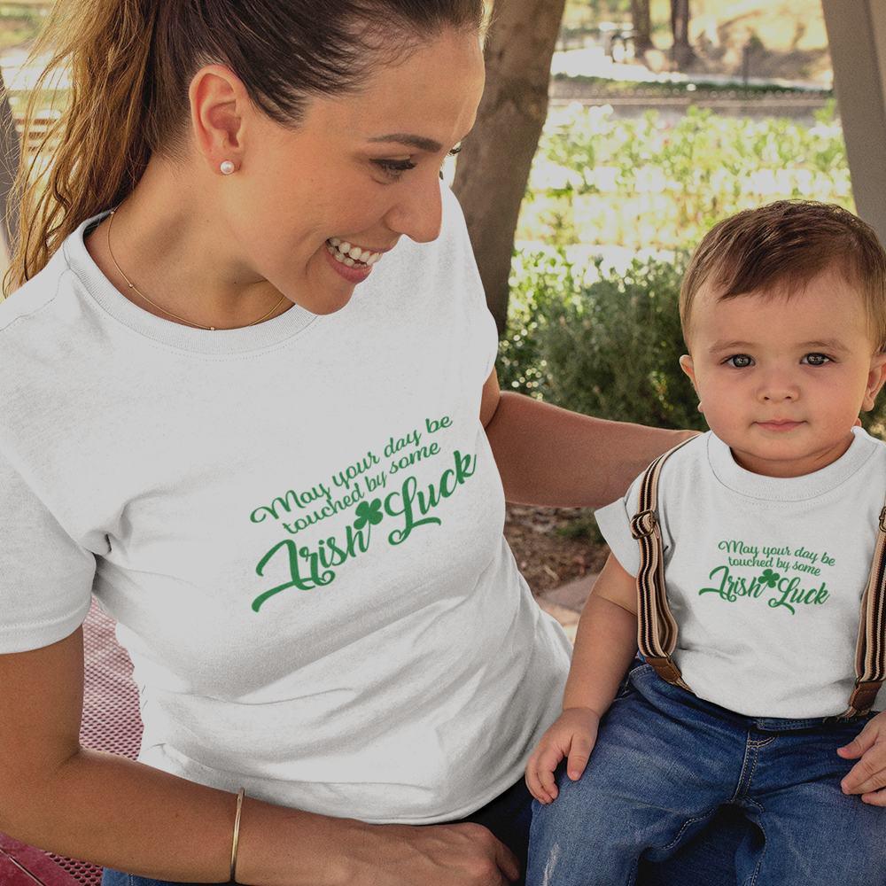 May Your Day Be Touched by Some Irish Luck Mom and Child Organic Cotton T-Shirts family Set (Set of 2) - Create Marketplace