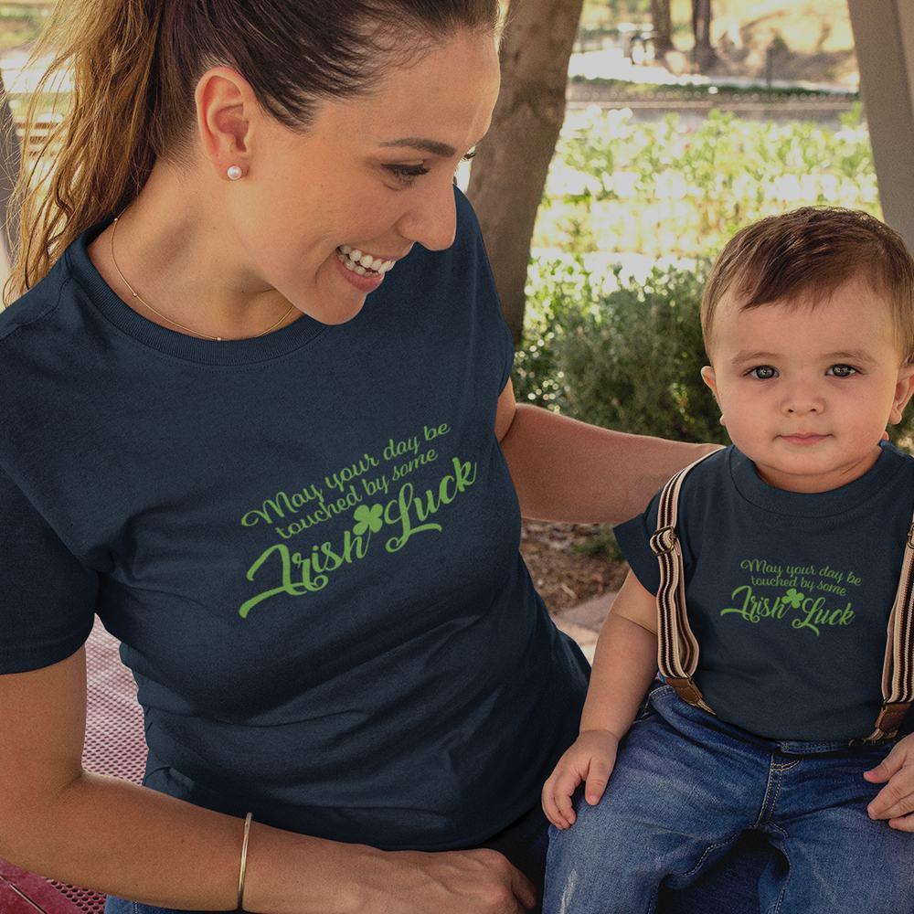 May Your Day Be Touched by Some Irish Luck Mom and Child Organic Cotton T-Shirts family Set (Set of 2) - Create Marketplace