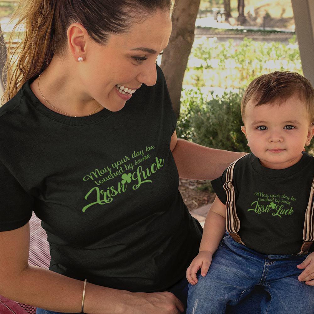 May Your Day Be Touched by Some Irish Luck Mom and Child Organic Cotton T-Shirts family Set (Set of 2) - Create Marketplace