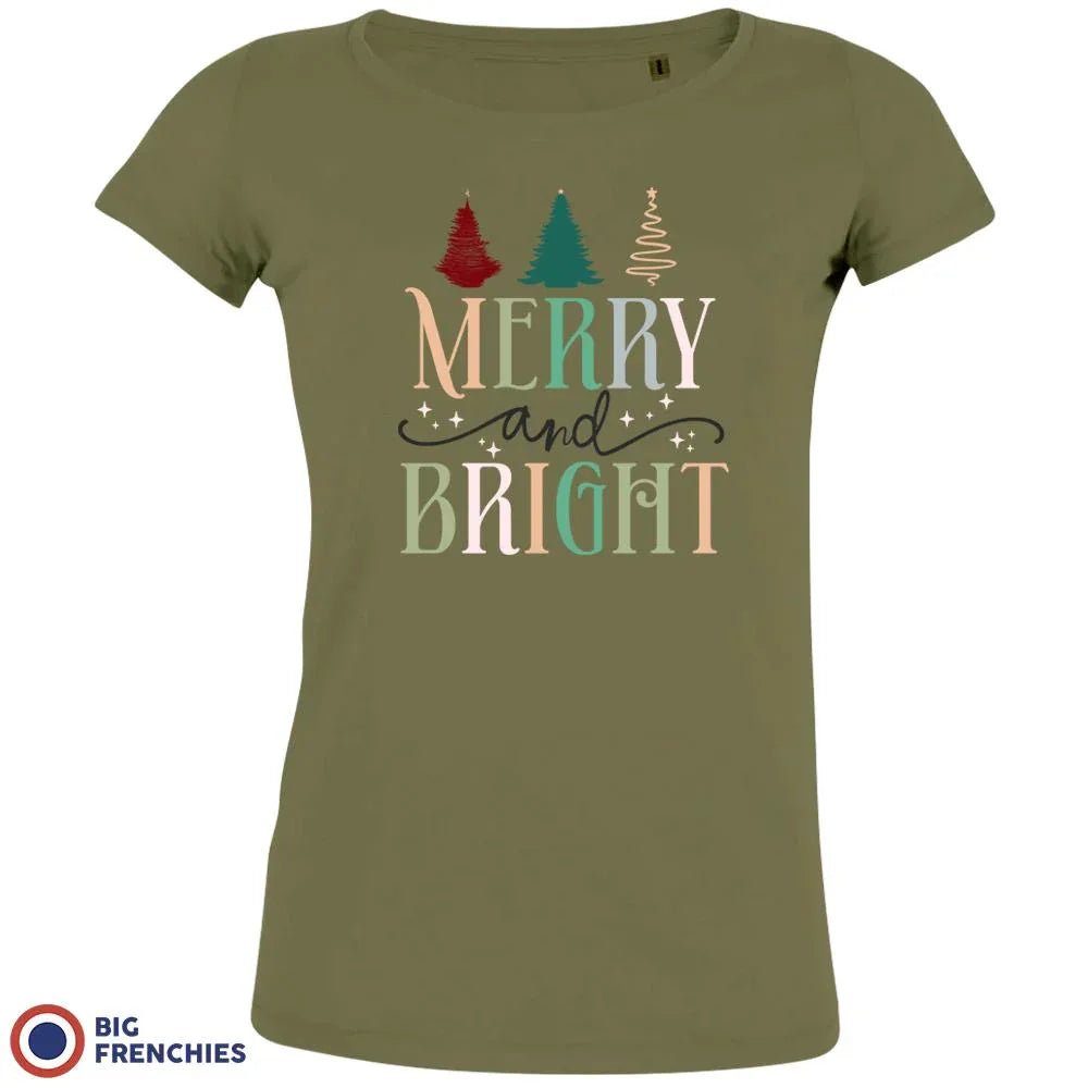 Merry And Bright Christmas Women's Organic Cotton Tee - Create Marketplace