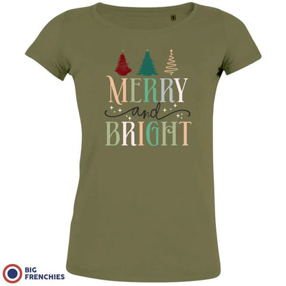 Merry And Bright Christmas Women's Organic Cotton Tee - Create Marketplace