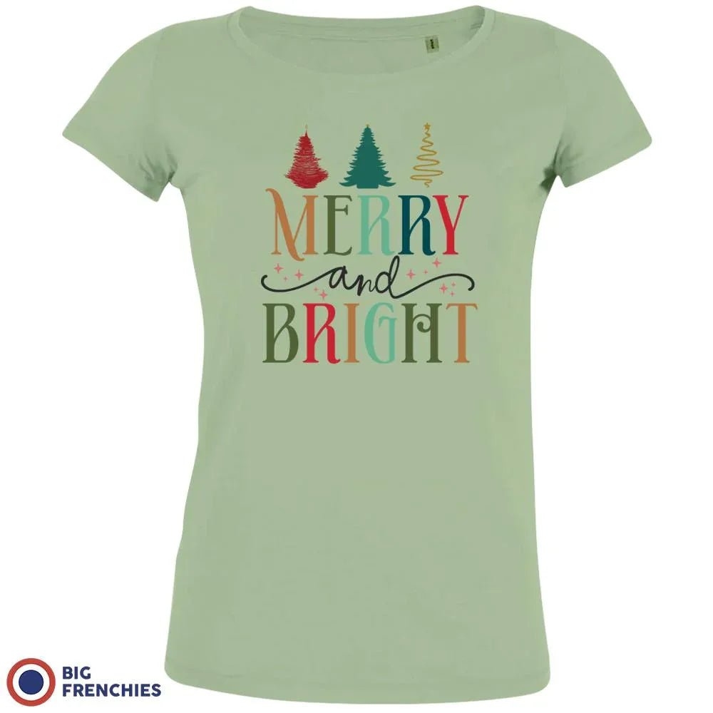 Merry And Bright Christmas Women's Organic Cotton Tee - Create Marketplace