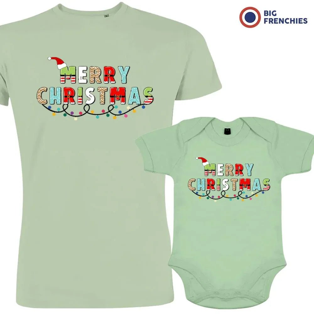 Merry Christmas Dad and Child Organic Cotton family Set (Set of 2) - Create Marketplace