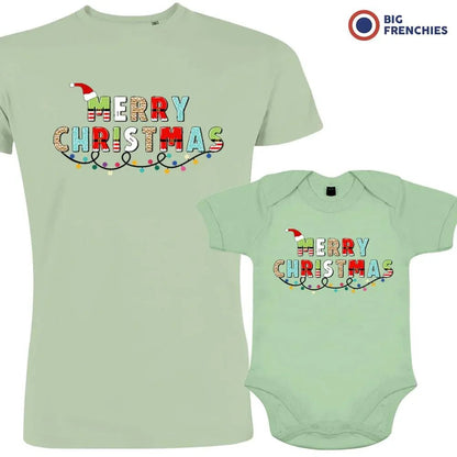 Merry Christmas Dad and Child Organic Cotton family Set (Set of 2) - Create Marketplace