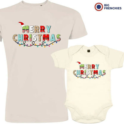 Merry Christmas Dad and Child Organic Cotton family Set (Set of 2) - Create Marketplace