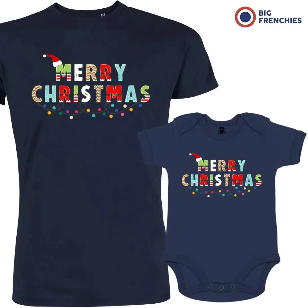 Merry Christmas Dad and Child Organic Cotton family Set (Set of 2) - Create Marketplace
