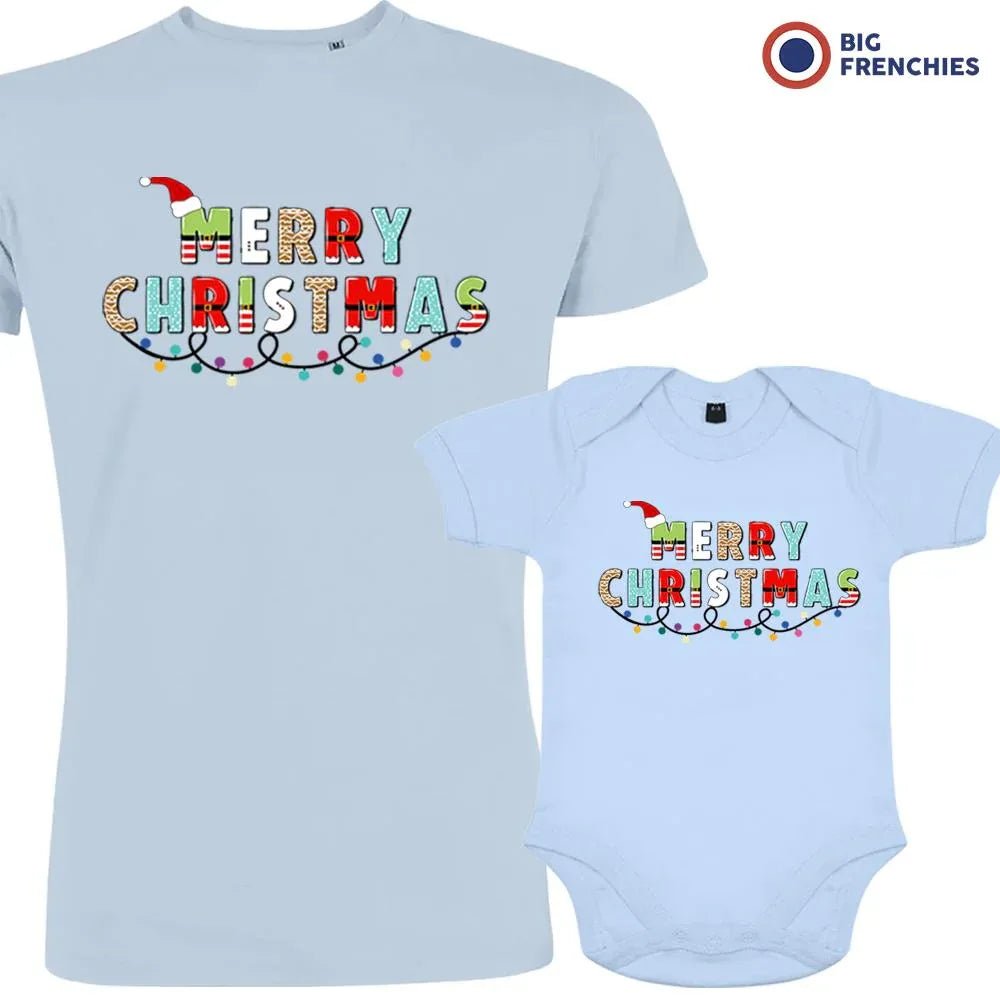 Merry Christmas Dad and Child Organic Cotton family Set (Set of 2) - Create Marketplace