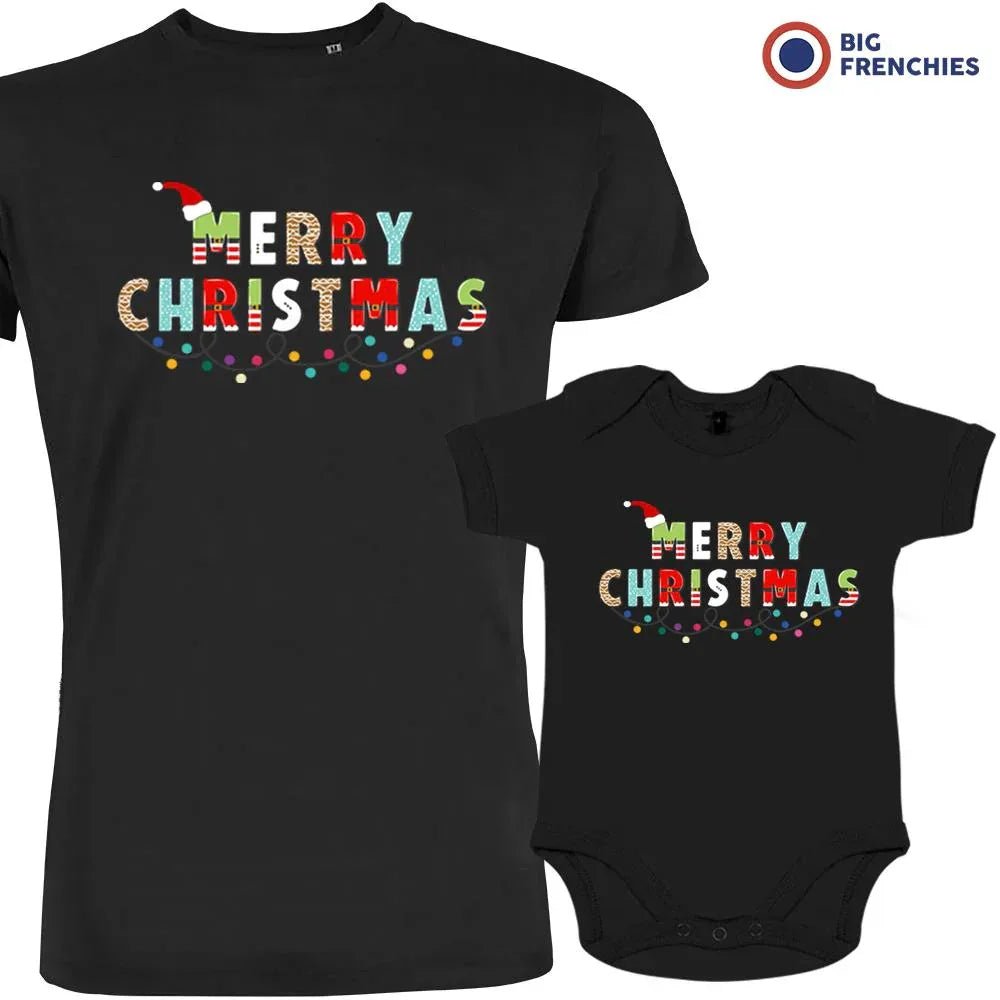 Merry Christmas Dad and Child Organic Cotton family Set (Set of 2) - Create Marketplace