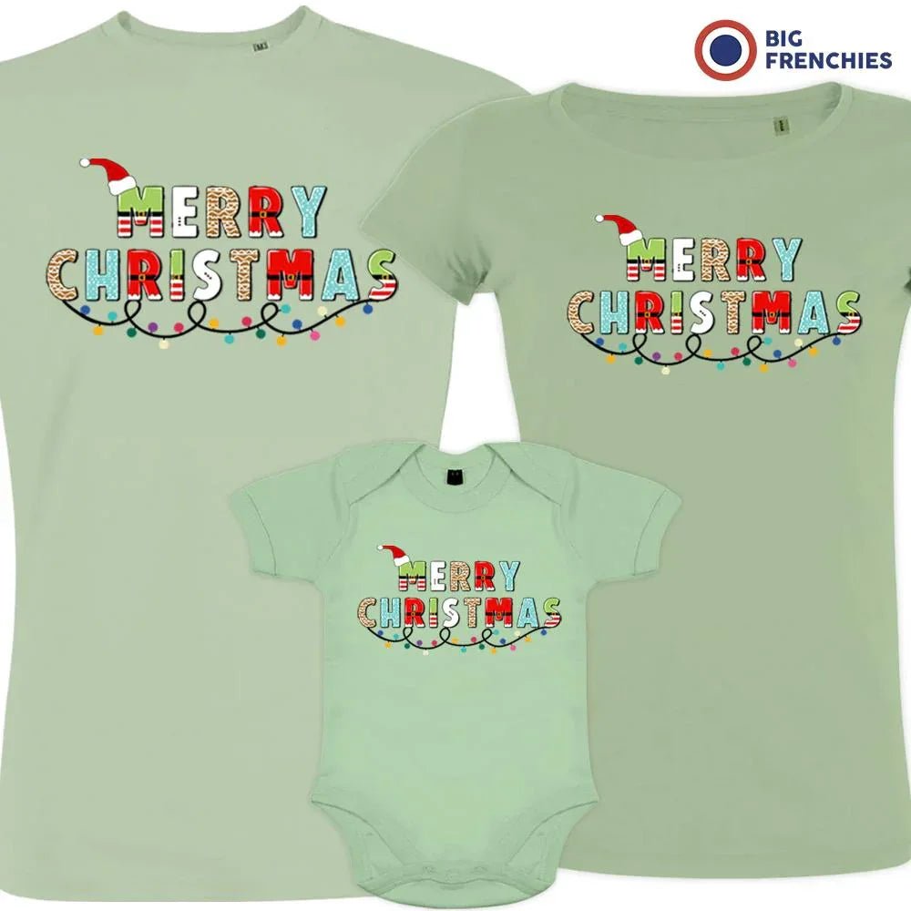 Merry Christmas Matching Family Organic Tees (Set of 3) - Create Marketplace