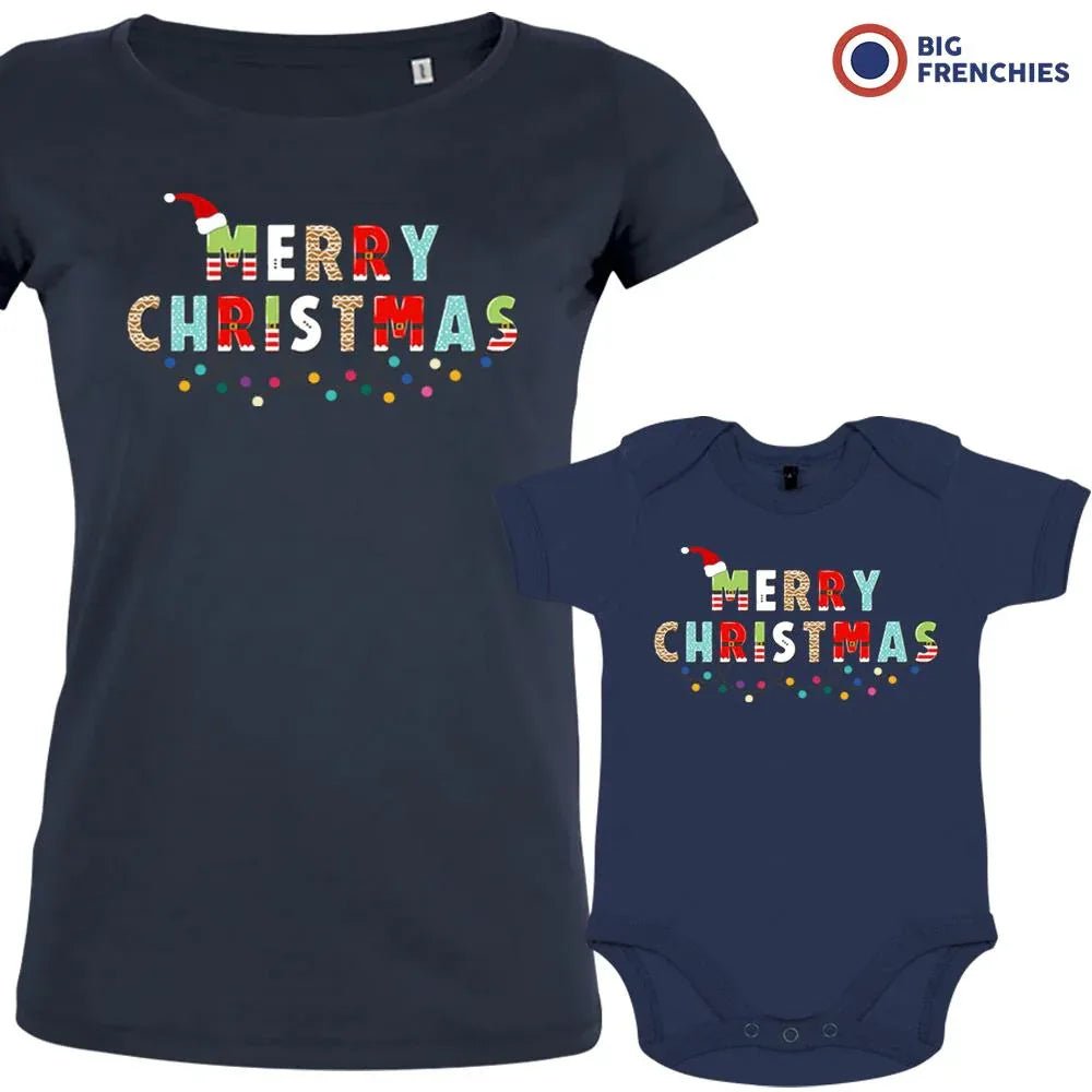 Merry Christmas Mom and Child Organic Cotton family Set (Set of 2) - Create Marketplace