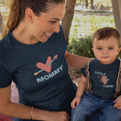 Mummy Heart Arrow and Little Cupid Mom and Child Organic Cotton T-Shirts family Set (Set of 2) - Create Marketplace