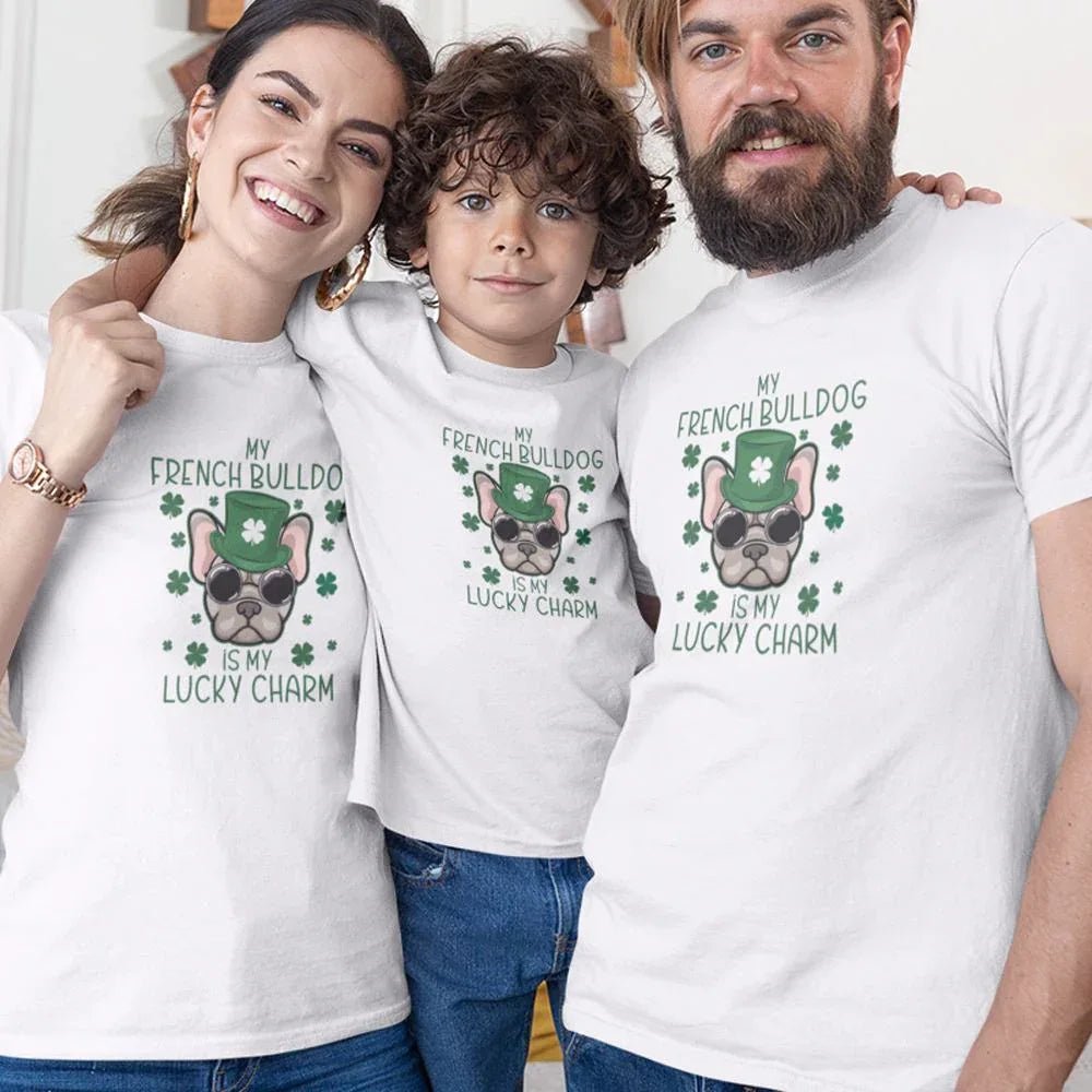 My French Bulldog Is my Lucky Charm Matching Organic Cotton T-Shirts Family Set (Set of 3) - Create Marketplace
