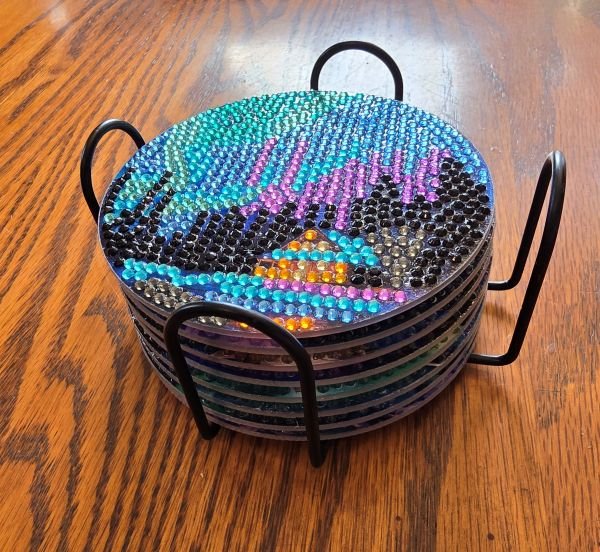 Northern Lights D.A. Coasters -made by kid Noah - Create Marketplace