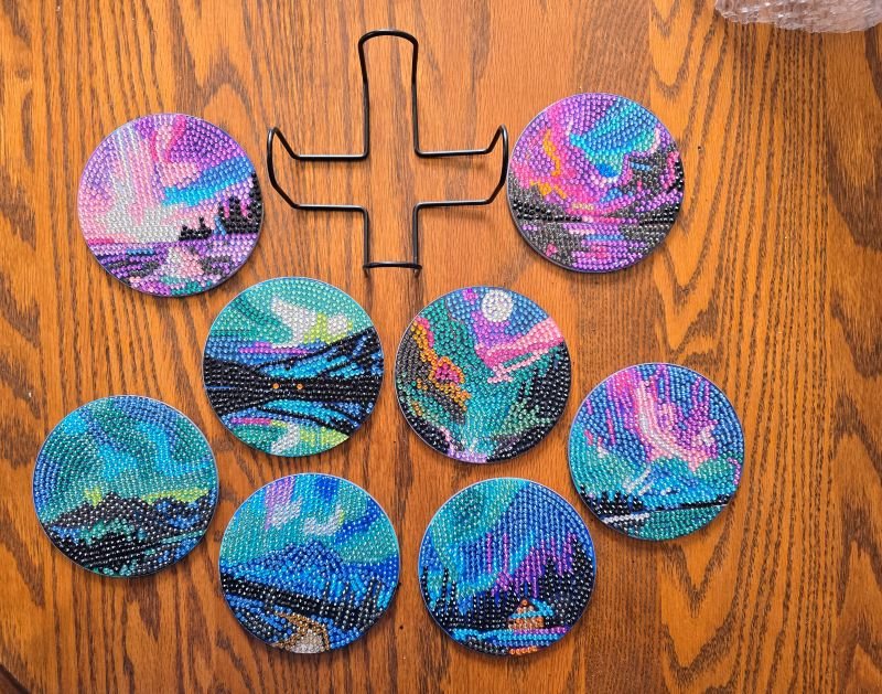 Northern Lights D.A. Coasters -made by kid Noah - Create Marketplace