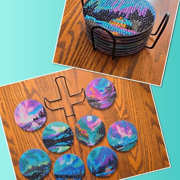 Northern Lights D.A. Coasters -made by kid Noah - Create Marketplace