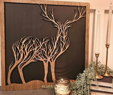 22x22 Woodland Deer Wood Wall Art