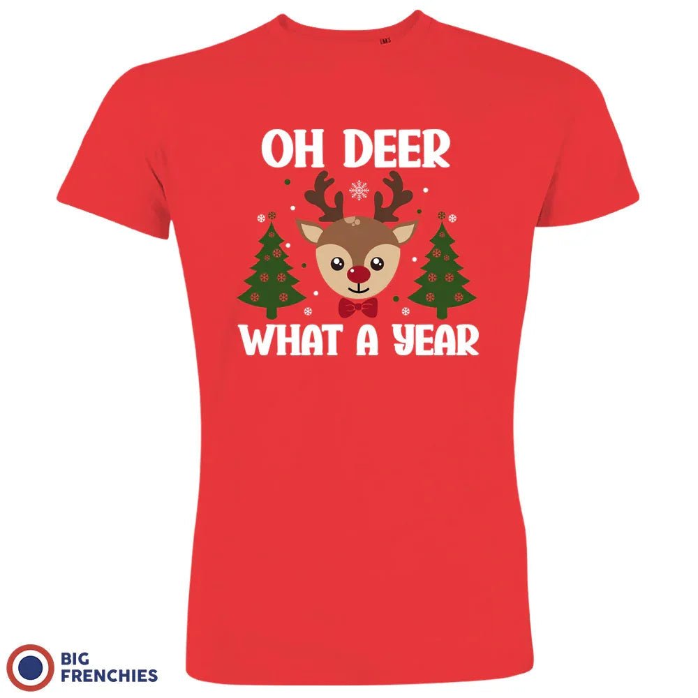 Oh Deer What A Year Christmas Men's Organic Cotton Tee - Create Marketplace