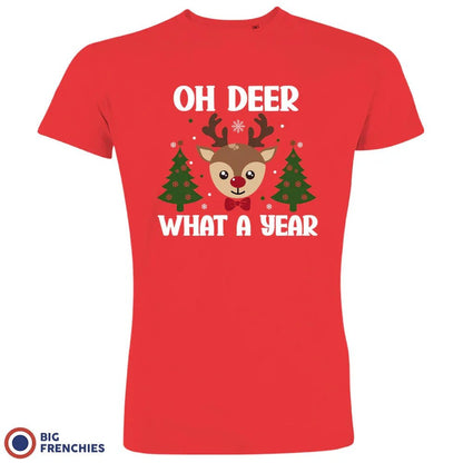 Oh Deer What A Year Christmas Men's Organic Cotton Tee - Create Marketplace