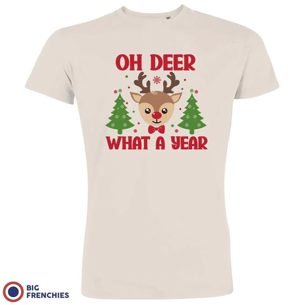 Oh Deer What A Year Christmas Men's Organic Cotton Tee - Create Marketplace