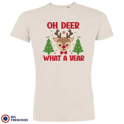 Oh Deer What A Year Christmas Men's Organic Cotton Tee - Create Marketplace