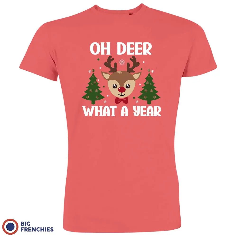 Oh Deer What A Year Christmas Men's Organic Cotton Tee - Create Marketplace