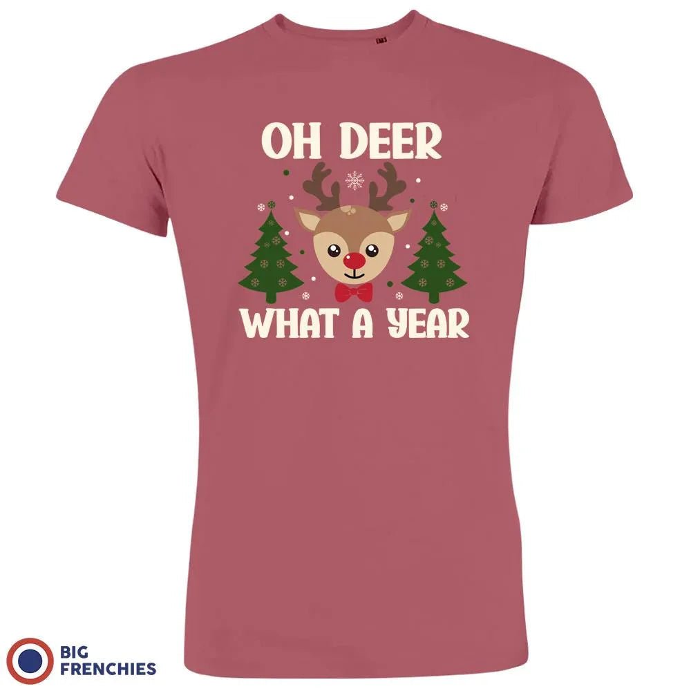 Oh Deer What A Year Christmas Men's Organic Cotton Tee - Create Marketplace