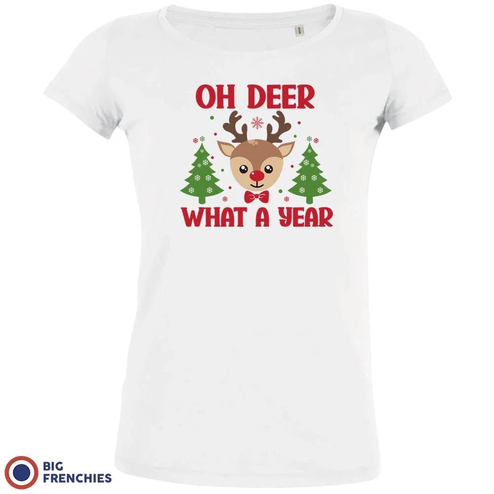 Oh Deer What A Year Christmas Women's Organic Cotton Tee - Create Marketplace