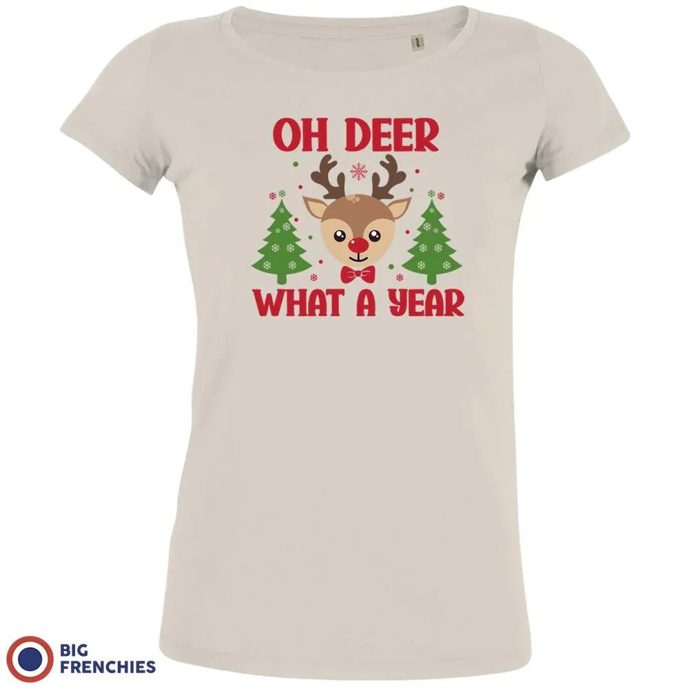 Oh Deer What A Year Christmas Women's Organic Cotton Tee - Create Marketplace