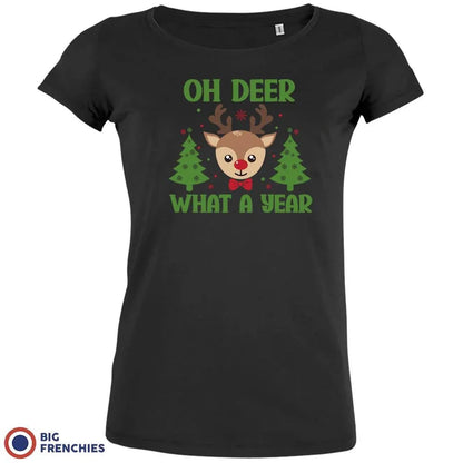 Oh Deer What A Year Christmas Women's Organic Cotton Tee - Create Marketplace