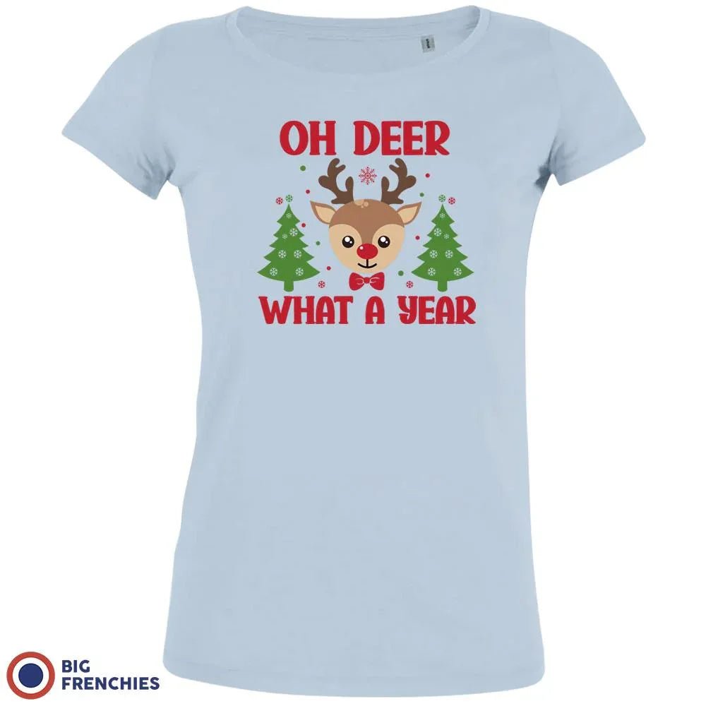 Oh Deer What A Year Christmas Women's Organic Cotton Tee - Create Marketplace