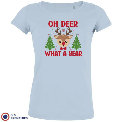 Oh Deer What A Year Christmas Women's Organic Cotton Tee - Create Marketplace
