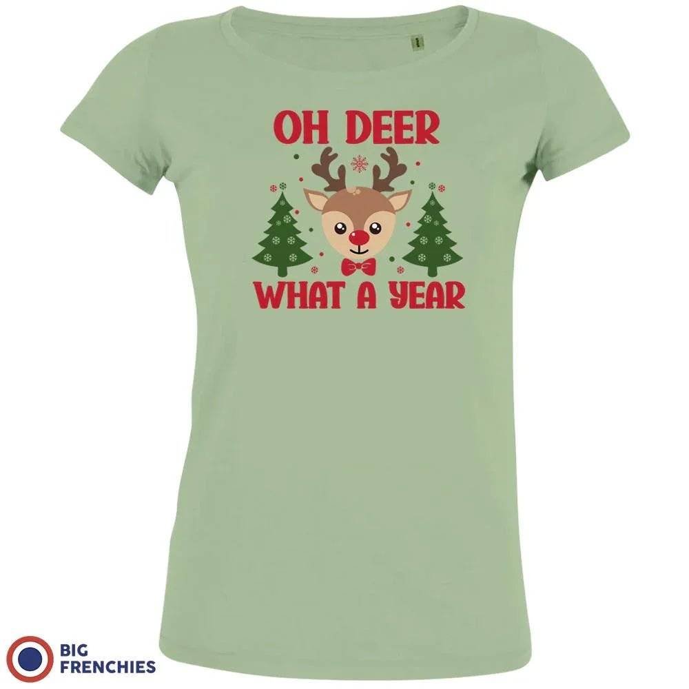 Oh Deer What A Year Christmas Women's Organic Cotton Tee - Create Marketplace