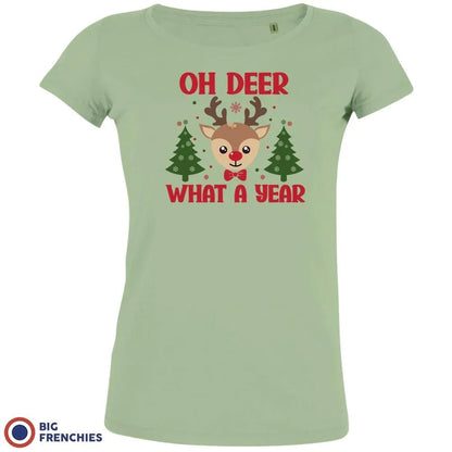 Oh Deer What A Year Christmas Women's Organic Cotton Tee - Create Marketplace