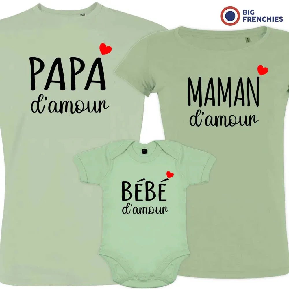 Papa Maman Bébé D'amour Matching Organic Cotton Family Set (Set of 3) - Create Marketplace