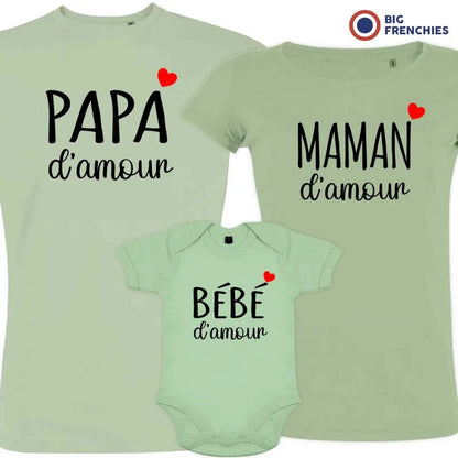 Papa Maman Bébé D'amour Matching Organic Cotton Family Set (Set of 3) - Create Marketplace