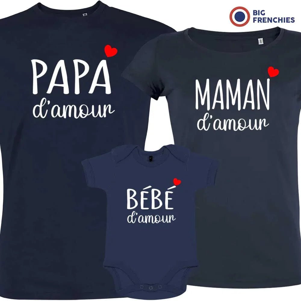 Papa Maman Bébé D'amour Matching Organic Cotton Family Set (Set of 3) - Create Marketplace