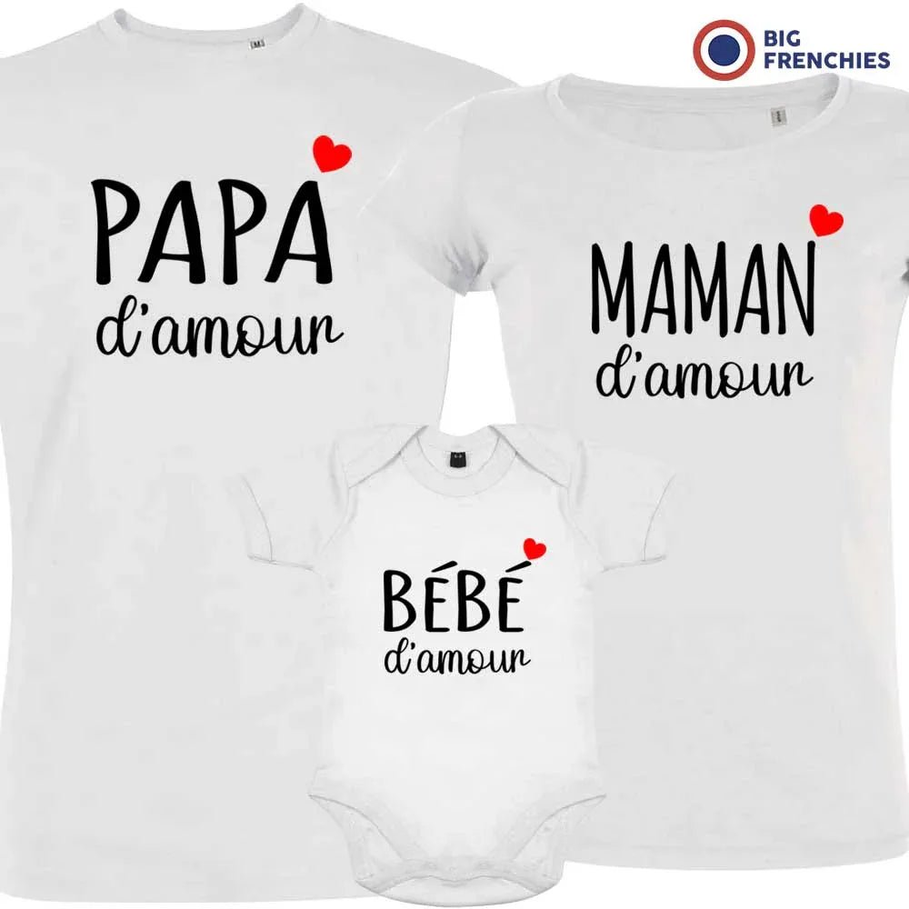 Papa Maman Bébé D'amour Matching Organic Cotton Family Set (Set of 3) - Create Marketplace
